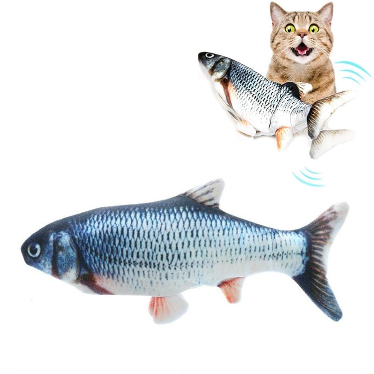 Juguete interactivo de gato eléctrico con pez de simulación de mascotas con carga USB, tamaño: 30cn, Size: 30cm (Black Grass Carp), Size: 30cm (Salmon), Size: 30cm (Red Carp)