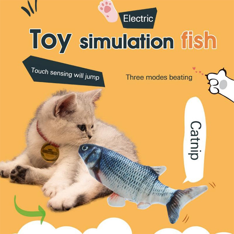 Juguete interactivo de gato eléctrico con pez de simulación de mascotas con carga USB, tamaño: 30cn, Size: 30cm (Black Grass Carp), Size: 30cm (Salmon), Size: 30cm (Red Carp)