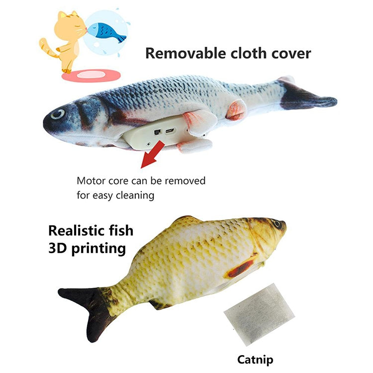 Juguete interactivo de gato eléctrico con pez de simulación de mascotas con carga USB, tamaño: 30cn, Size: 30cm (Black Grass Carp), Size: 30cm (Salmon), Size: 30cm (Red Carp)