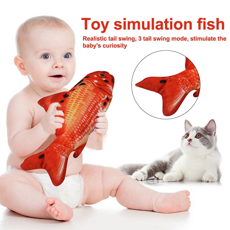 Juguete interactivo de gato eléctrico con pez de simulación de mascotas con carga USB, tamaño: 30cn, Size: 30cm (Black Grass Carp), Size: 30cm (Salmon), Size: 30cm (Red Carp)