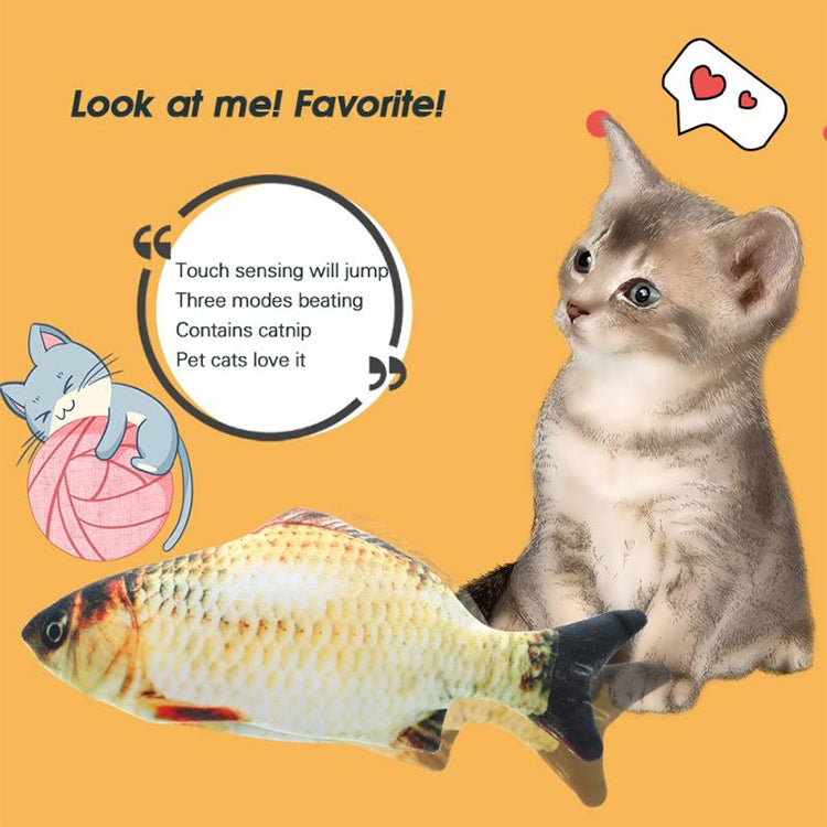 Juguete interactivo de gato eléctrico con pez de simulación de mascotas con carga USB, tamaño: 30cn, Size: 30cm (Black Grass Carp), Size: 30cm (Salmon), Size: 30cm (Red Carp)