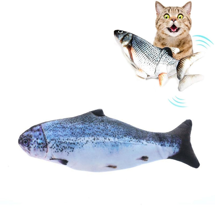 Juguete interactivo de gato eléctrico con pez de simulación de mascotas con carga USB, tamaño: 30cn, Size: 30cm (Black Grass Carp), Size: 30cm (Salmon), Size: 30cm (Red Carp)