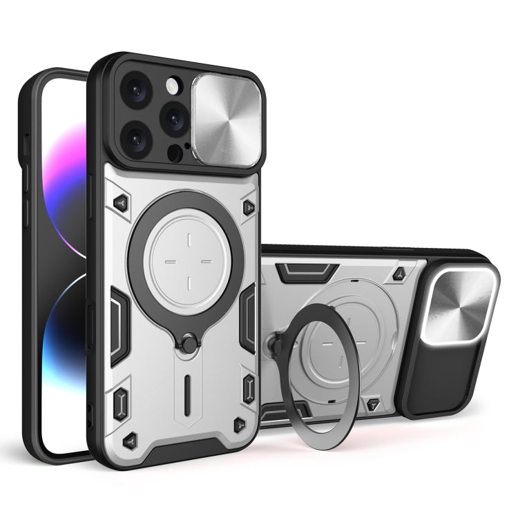 Estuche para teléfono con soporte magnético Camshield deslizante con textura de CD, For iPhone 18 Pro, For iPhone 18 Pro Max, For iPhone 17e / 16e, For iPhone 17 Pro Max, For iPhone 17 Pro, For iPhone 17, For iPhone Air, For iPhone 16 Pro Max
