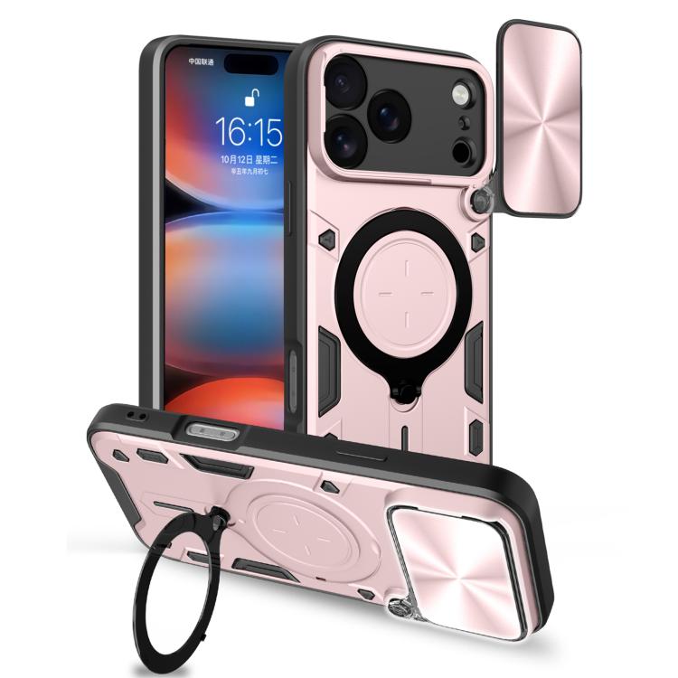 Estuche para teléfono con soporte magnético Camshield deslizante con textura de CD, For iPhone 18 Pro, For iPhone 18 Pro Max, For iPhone 17e / 16e, For iPhone 17 Pro Max, For iPhone 17 Pro, For iPhone 17, For iPhone Air, For iPhone 16 Pro Max