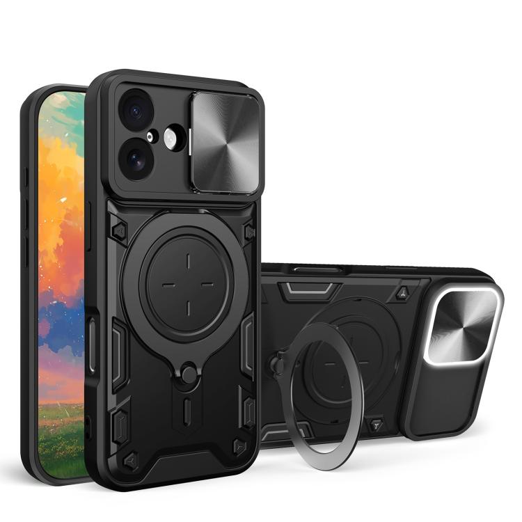 Estuche para teléfono con soporte magnético Camshield deslizante con textura de CD, For iPhone 18 Pro, For iPhone 18 Pro Max, For iPhone 17e / 16e, For iPhone 17 Pro Max, For iPhone 17 Pro, For iPhone 17, For iPhone Air, For iPhone 16 Pro Max