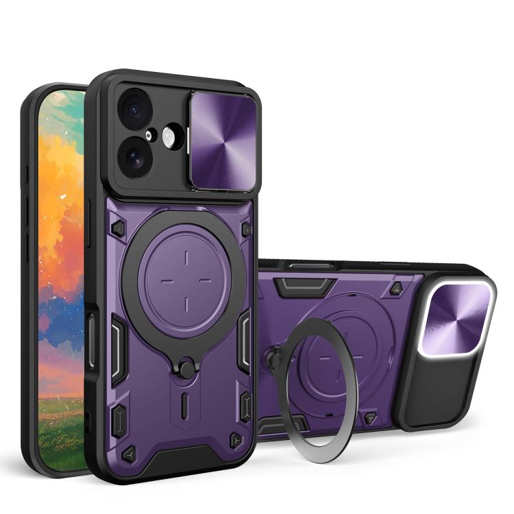 Estuche para teléfono con soporte magnético Camshield deslizante con textura de CD, For iPhone 18 Pro, For iPhone 18 Pro Max, For iPhone 17e / 16e, For iPhone 17 Pro Max, For iPhone 17 Pro, For iPhone 17, For iPhone Air, For iPhone 16 Pro Max