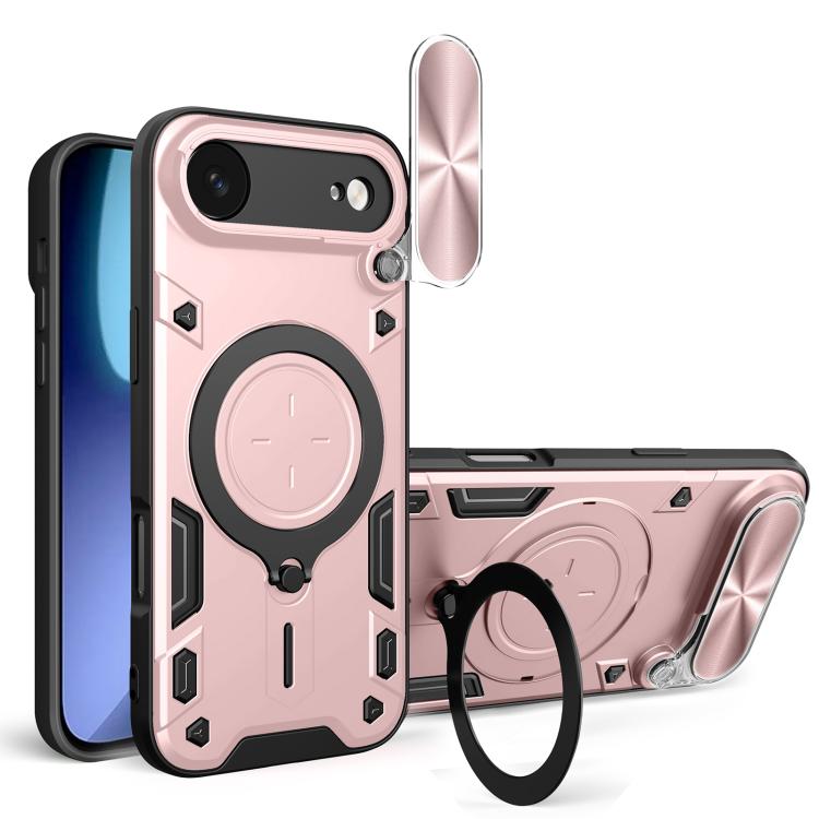 Estuche para teléfono con soporte magnético Camshield deslizante con textura de CD, For iPhone 18 Pro, For iPhone 18 Pro Max, For iPhone 17e / 16e, For iPhone 17 Pro Max, For iPhone 17 Pro, For iPhone 17, For iPhone Air, For iPhone 16 Pro Max