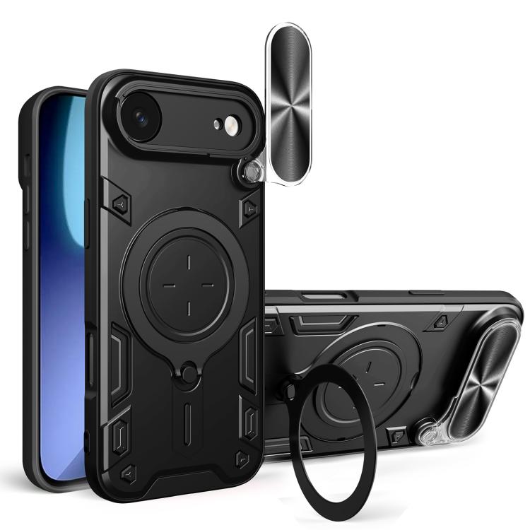 Estuche para teléfono con soporte magnético Camshield deslizante con textura de CD, For iPhone 18 Pro, For iPhone 18 Pro Max, For iPhone 17e / 16e, For iPhone 17 Pro Max, For iPhone 17 Pro, For iPhone 17, For iPhone Air, For iPhone 16 Pro Max