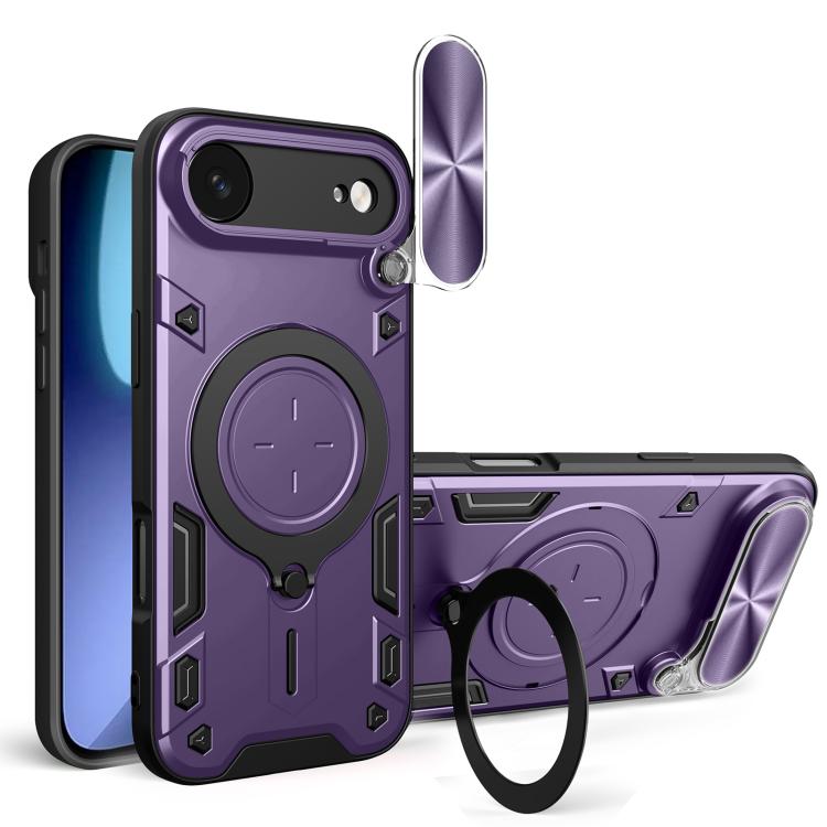Estuche para teléfono con soporte magnético Camshield deslizante con textura de CD, For iPhone 18 Pro, For iPhone 18 Pro Max, For iPhone 17e / 16e, For iPhone 17 Pro Max, For iPhone 17 Pro, For iPhone 17, For iPhone Air, For iPhone 16 Pro Max