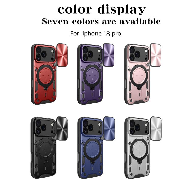 Estuche para teléfono con soporte magnético Camshield deslizante con textura de CD, For iPhone 18 Pro, For iPhone 18 Pro Max, For iPhone 17e / 16e, For iPhone 17 Pro Max, For iPhone 17 Pro, For iPhone 17, For iPhone Air, For iPhone 16 Pro Max