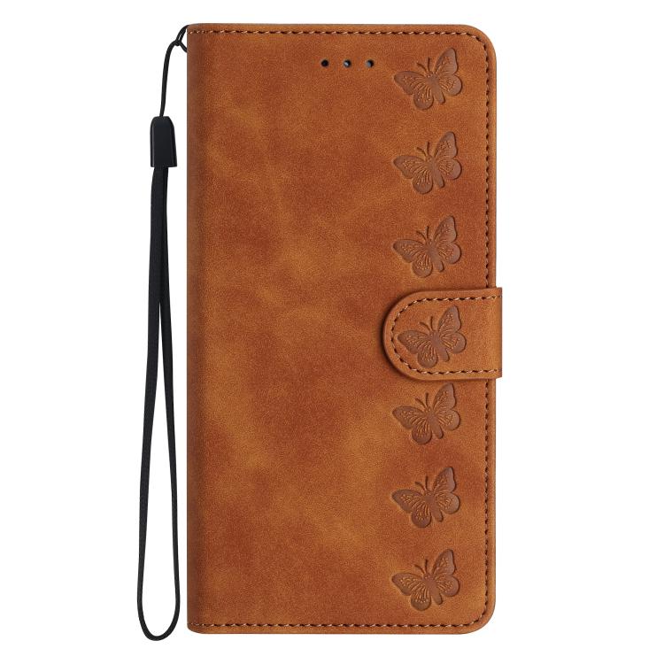 Estuche para teléfono de cuero con relieve de siete mariposas, For iPhone 16e / 17e, For iPhone 17 Pro Max, For iPhone 17 Pro, For iPhone 17, For iPhone Air, For iPhone 16 Pro Max, For iPhone 16 Pro, For iPhone 16 Plus