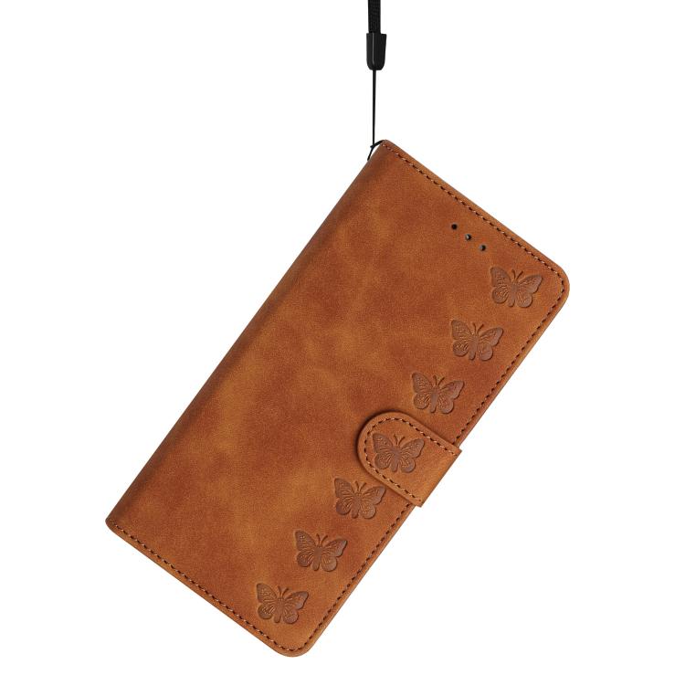 Estuche para teléfono de cuero con relieve de siete mariposas, For iPhone 16e / 17e, For iPhone 17 Pro Max, For iPhone 17 Pro, For iPhone 17, For iPhone Air, For iPhone 16 Pro Max, For iPhone 16 Pro, For iPhone 16 Plus