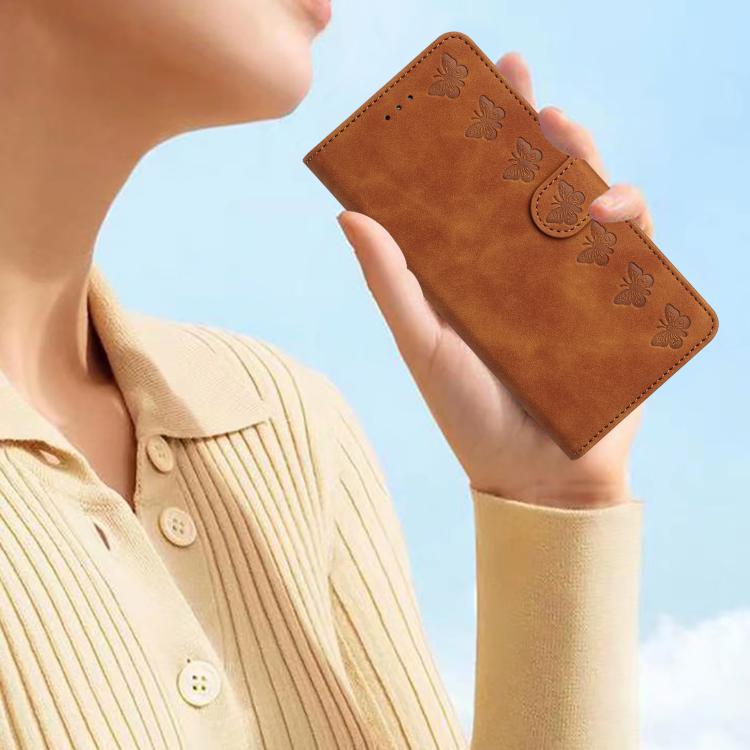 Estuche para teléfono de cuero con relieve de siete mariposas, For iPhone 16e / 17e, For iPhone 17 Pro Max, For iPhone 17 Pro, For iPhone 17, For iPhone Air, For iPhone 16 Pro Max, For iPhone 16 Pro, For iPhone 16 Plus