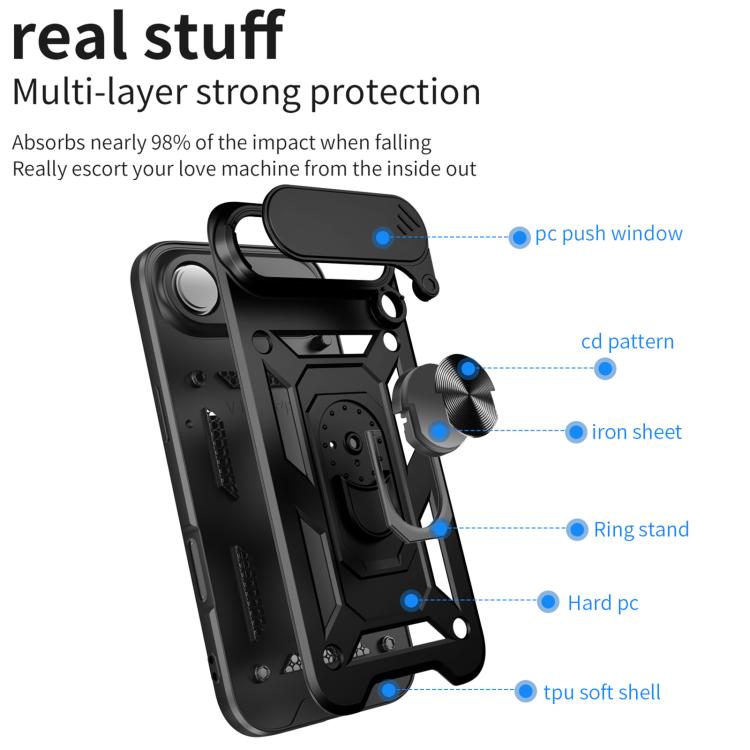 Diseño de cubierta de cámara deslizante Funda de teléfono TPU + PC, For iPhone Air, For iPhone 16 Pro Max, For iPhone 16 Pro, For iPhone 16 Plus, For iPhone 16, For iPhone 15 Pro