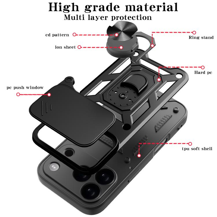 Diseño de cubierta de cámara deslizante Funda de teléfono TPU + PC, For iPhone 18 Pro, For iPhone 18 Pro Max, For iPhone 17e / 16e, For iPhone 17 Pro Max, For iPhone 17 Pro, For iPhone 17