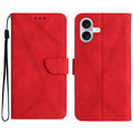 Funda de teléfono de cuero en relieve con costuras, For iPhone 16, For iPhone 15 Pro Max, For iPhone 15 Pro, For iPhone 15 Plus, For iPhone 15