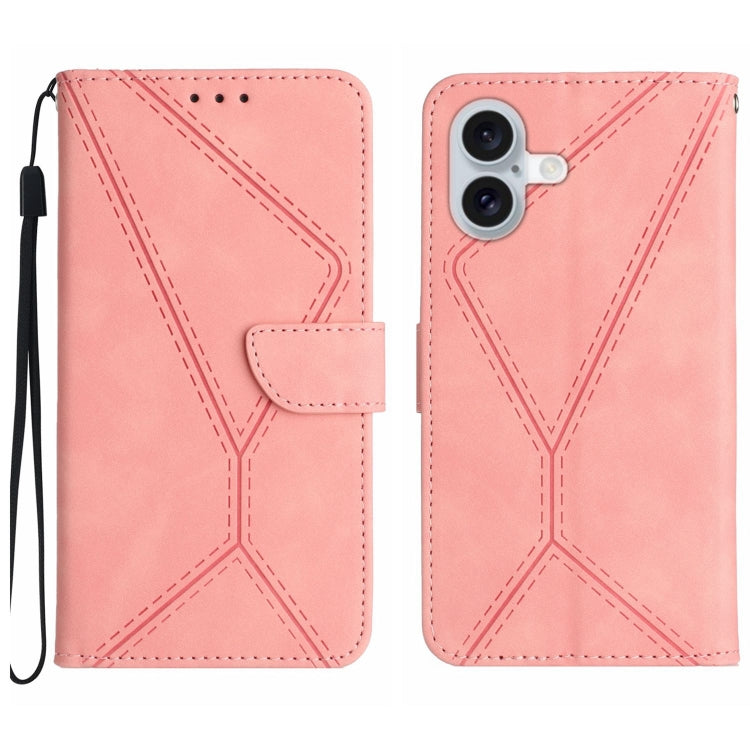 Funda de teléfono de cuero en relieve con costuras, For iPhone 16, For iPhone 15 Pro Max, For iPhone 15 Pro, For iPhone 15 Plus, For iPhone 15