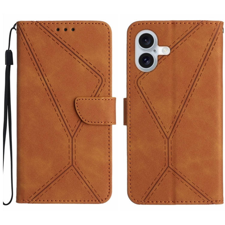 Funda de teléfono de cuero en relieve con costuras, For iPhone 16, For iPhone 15 Pro Max, For iPhone 15 Pro, For iPhone 15 Plus, For iPhone 15