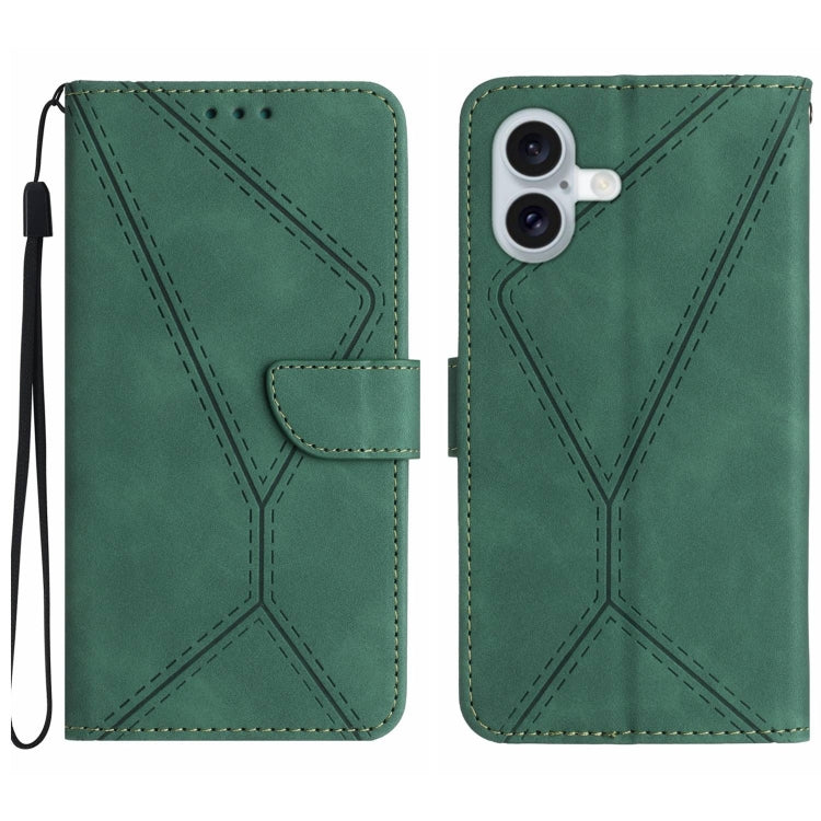 Funda de teléfono de cuero en relieve con costuras, For iPhone 16, For iPhone 15 Pro Max, For iPhone 15 Pro, For iPhone 15 Plus, For iPhone 15