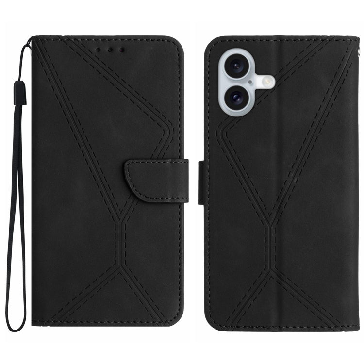 Funda de teléfono de cuero en relieve con costuras, For iPhone 16, For iPhone 15 Pro Max, For iPhone 15 Pro, For iPhone 15 Plus, For iPhone 15
