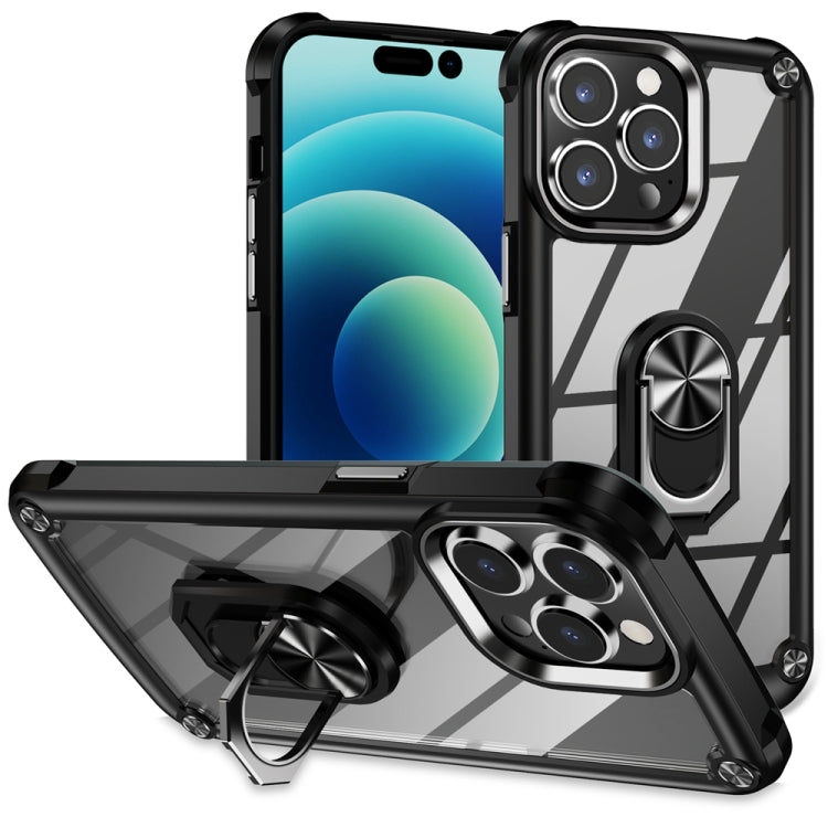 Estuche para teléfono con protección de lente de TPU + PC con soporte para anillo, For iPhone 15 Pro, For iPhone 15 Plus, For iPhone 15