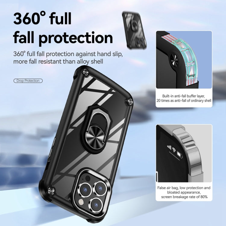Estuche para teléfono con protección de lente de TPU + PC con soporte para anillo, For iPhone 15 Pro, For iPhone 15 Plus, For iPhone 15