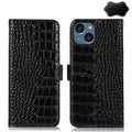 Estuche para teléfono de piel de vaca con capa superior de cocodrilo, For iPhone 15