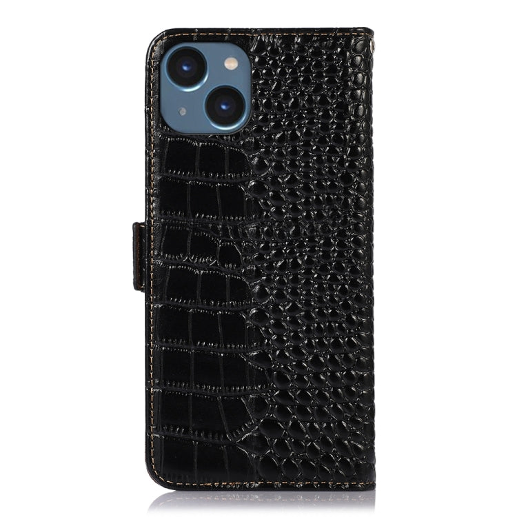 Estuche para teléfono de piel de vaca con capa superior de cocodrilo, For iPhone 15