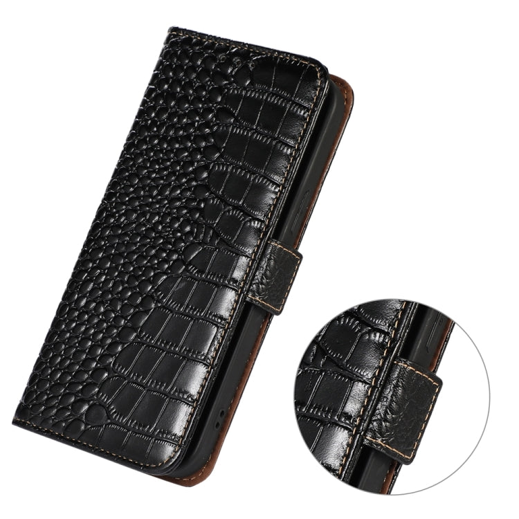 Estuche para teléfono de piel de vaca con capa superior de cocodrilo, For iPhone 15