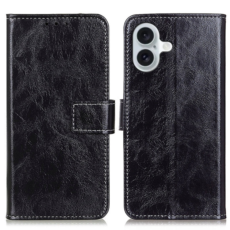 Estuche para teléfono de cuero con tapa horizontal y textura de caballo loco retro, For iPhone 18 Pro / 17 Pro, For iPhone 18 Pro Max / 17 Pro Max, For iPhone 16e / 17e, For iPhone 17, For iPhone Air, For iPhone 16 Pro Max, For iPhone 16 Pro           ...