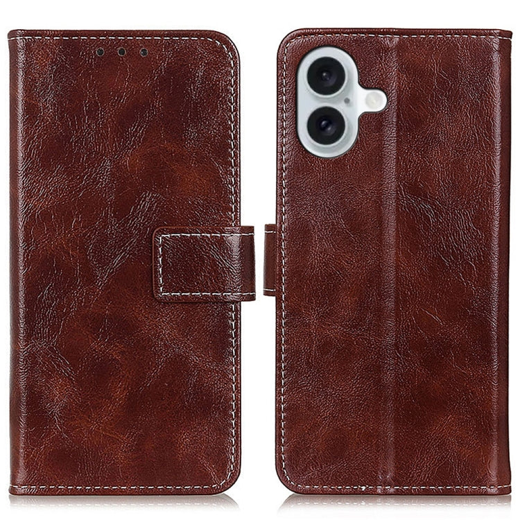 Estuche para teléfono de cuero con tapa horizontal y textura de caballo loco retro, For iPhone 18 Pro / 17 Pro, For iPhone 18 Pro Max / 17 Pro Max, For iPhone 16e / 17e, For iPhone 17, For iPhone Air, For iPhone 16 Pro Max, For iPhone 16 Pro           ...