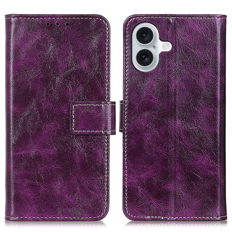 Estuche para teléfono de cuero con tapa horizontal y textura de caballo loco retro, For iPhone 18 Pro / 17 Pro, For iPhone 18 Pro Max / 17 Pro Max, For iPhone 16e / 17e, For iPhone 17, For iPhone Air, For iPhone 16 Pro Max, For iPhone 16 Pro           ...