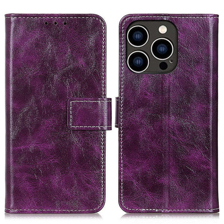 Estuche para teléfono de cuero con tapa horizontal y textura de caballo loco retro, For iPhone 18 Pro / 17 Pro, For iPhone 18 Pro Max / 17 Pro Max, For iPhone 16e / 17e, For iPhone 17, For iPhone Air, For iPhone 16 Pro Max, For iPhone 16 Pro           ...