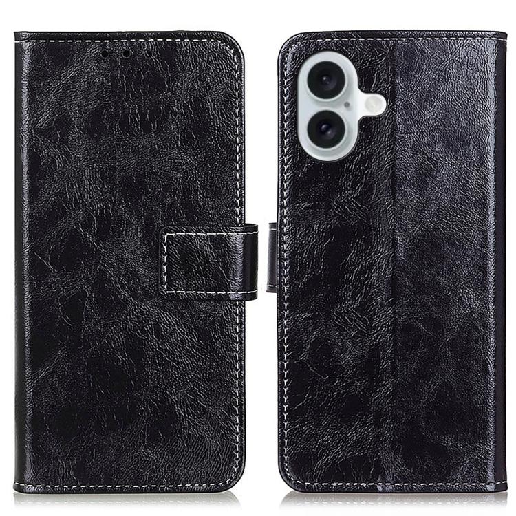 Estuche para teléfono de cuero con tapa horizontal y textura de caballo loco retro, For iPhone 18 Pro / 17 Pro, For iPhone 18 Pro Max / 17 Pro Max, For iPhone 16e / 17e, For iPhone 17, For iPhone Air, For iPhone 16 Pro Max, For iPhone 16 Pro           ...