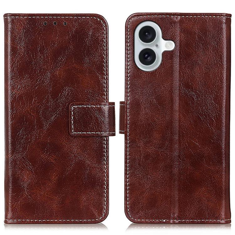 Estuche para teléfono de cuero con tapa horizontal y textura de caballo loco retro, For iPhone 18 Pro / 17 Pro, For iPhone 18 Pro Max / 17 Pro Max, For iPhone 16e / 17e, For iPhone 17, For iPhone Air, For iPhone 16 Pro Max, For iPhone 16 Pro           ...