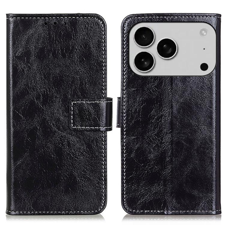 Estuche para teléfono de cuero con tapa horizontal y textura de caballo loco retro, For iPhone 18 Pro / 17 Pro, For iPhone 18 Pro Max / 17 Pro Max, For iPhone 16e / 17e, For iPhone 17, For iPhone Air, For iPhone 16 Pro Max, For iPhone 16 Pro           ...