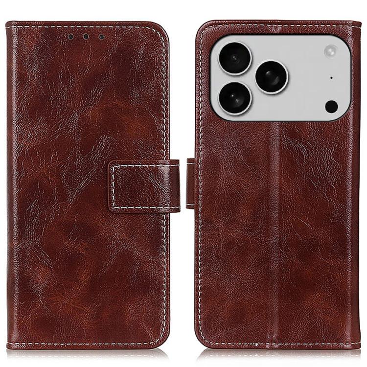 Estuche para teléfono de cuero con tapa horizontal y textura de caballo loco retro, For iPhone 18 Pro / 17 Pro, For iPhone 18 Pro Max / 17 Pro Max, For iPhone 16e / 17e, For iPhone 17, For iPhone Air, For iPhone 16 Pro Max, For iPhone 16 Pro           ...