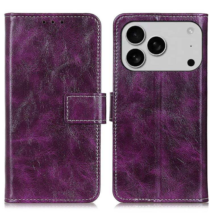 Estuche para teléfono de cuero con tapa horizontal y textura de caballo loco retro, For iPhone 18 Pro / 17 Pro, For iPhone 18 Pro Max / 17 Pro Max, For iPhone 16e / 17e, For iPhone 17, For iPhone Air, For iPhone 16 Pro Max, For iPhone 16 Pro           ...