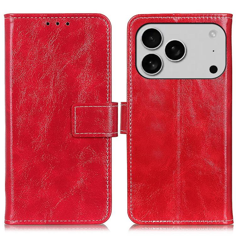 Estuche para teléfono de cuero con tapa horizontal y textura de caballo loco retro, For iPhone 18 Pro / 17 Pro, For iPhone 18 Pro Max / 17 Pro Max, For iPhone 16e / 17e, For iPhone 17, For iPhone Air, For iPhone 16 Pro Max, For iPhone 16 Pro           ...