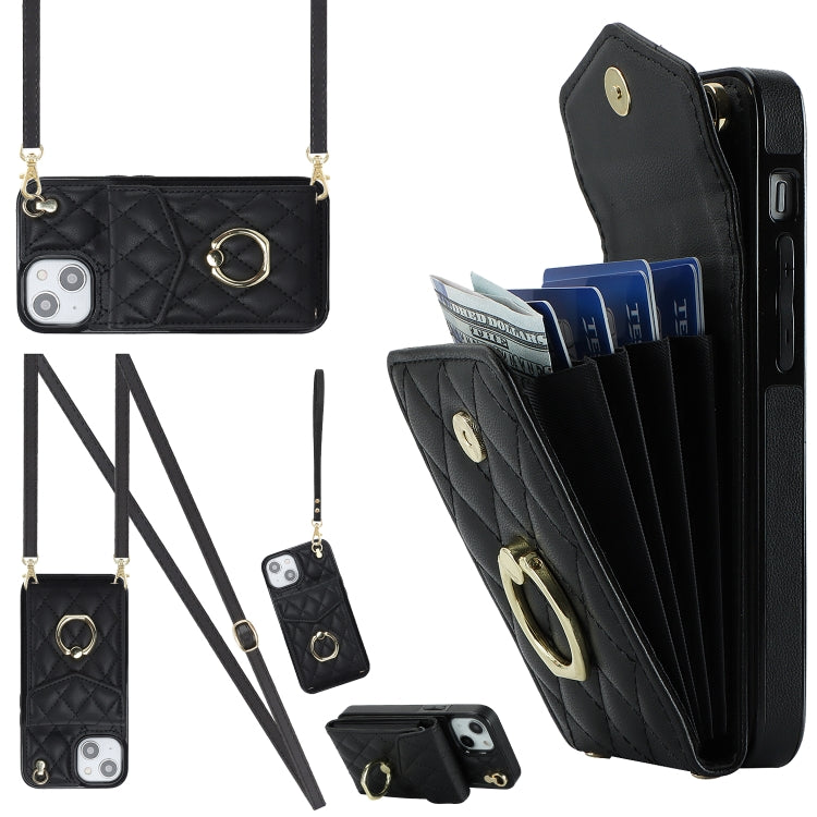 Estuche para teléfono con textura romboidal con cordón largo, For iPhone 15 Pro, For iPhone 15 Plus, For iPhone 15, For iPhone 14 Plus, For iPhone 14, For iPhone 14 Pro