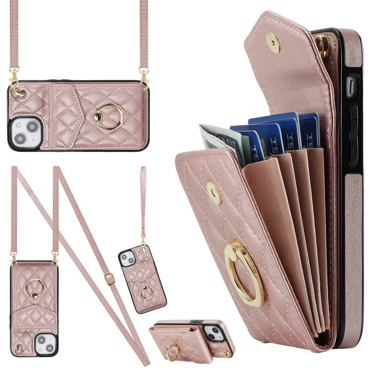 Estuche para teléfono con textura romboidal con cordón largo, For iPhone 15 Pro, For iPhone 15 Plus, For iPhone 15, For iPhone 14 Plus, For iPhone 14, For iPhone 14 Pro