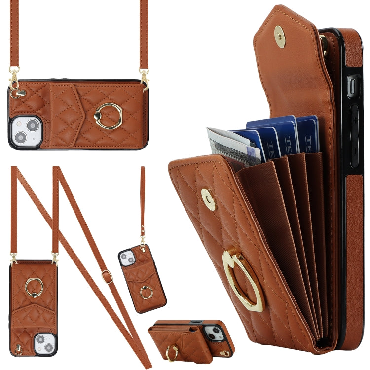 Estuche para teléfono con textura romboidal con cordón largo, For iPhone 15 Pro, For iPhone 15 Plus, For iPhone 15, For iPhone 14 Plus, For iPhone 14, For iPhone 14 Pro