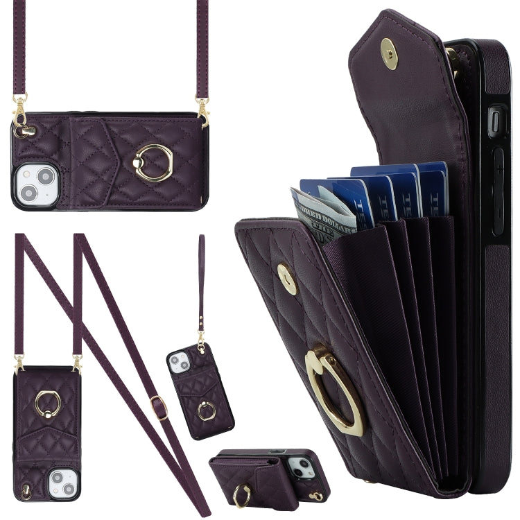 Estuche para teléfono con textura romboidal con cordón largo, For iPhone 15 Pro, For iPhone 15 Plus, For iPhone 15, For iPhone 14 Plus, For iPhone 14, For iPhone 14 Pro