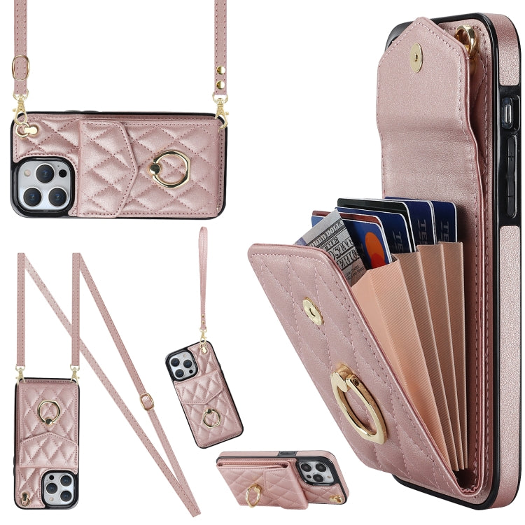 Estuche para teléfono con textura romboidal con cordón largo, For iPhone 15 Pro, For iPhone 15 Plus, For iPhone 15, For iPhone 14 Plus, For iPhone 14, For iPhone 14 Pro