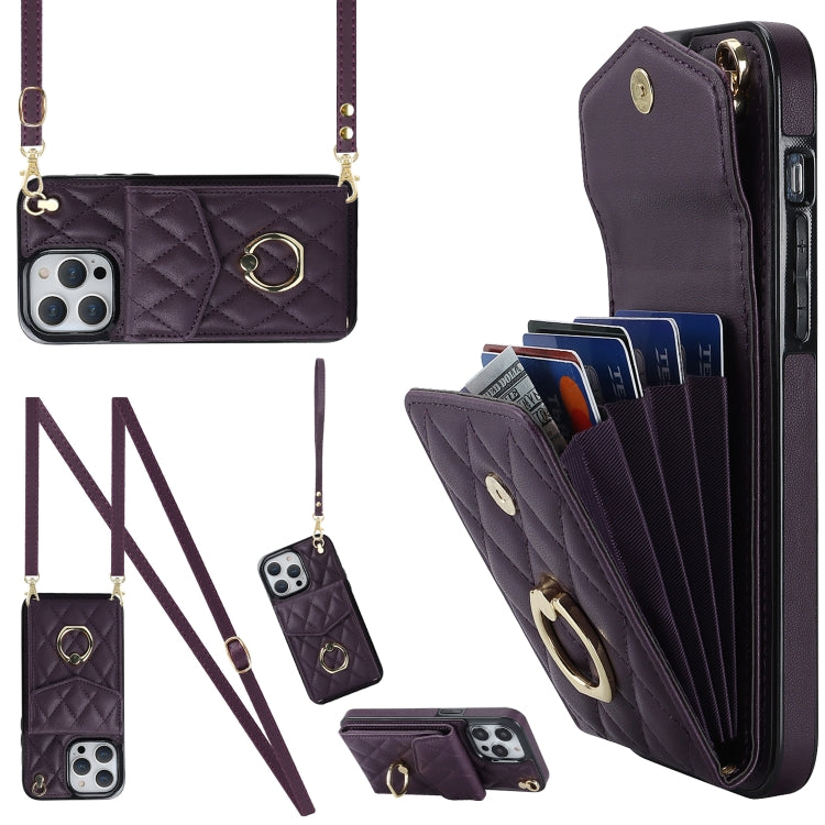Estuche para teléfono con textura romboidal con cordón largo, For iPhone 15 Pro, For iPhone 15 Plus, For iPhone 15, For iPhone 14 Plus, For iPhone 14, For iPhone 14 Pro