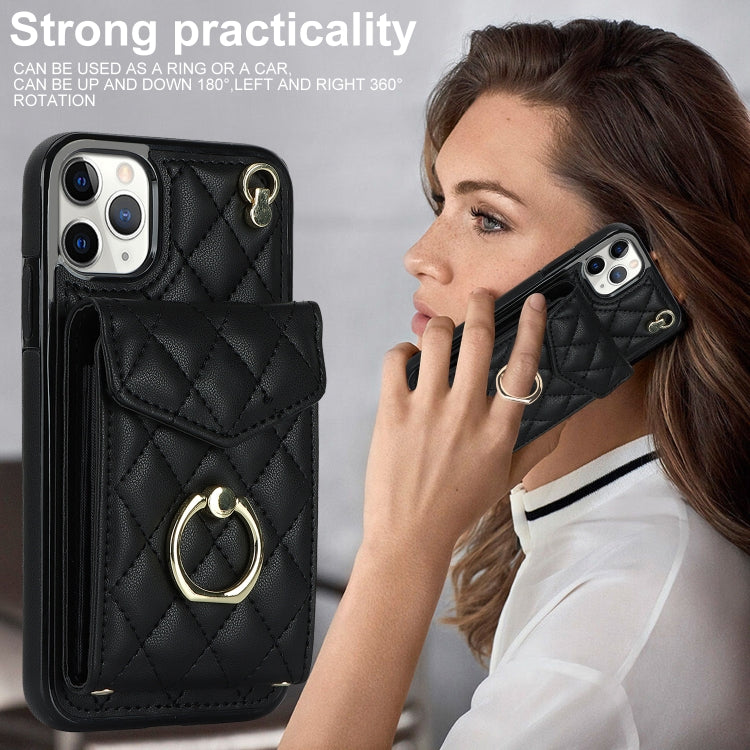 Estuche para teléfono con textura romboidal con cordón largo, For iPhone 11 Pro Max, For iPhone 11, For iPhone 11 Pro, For iPhone XR, For iPhone XS Max