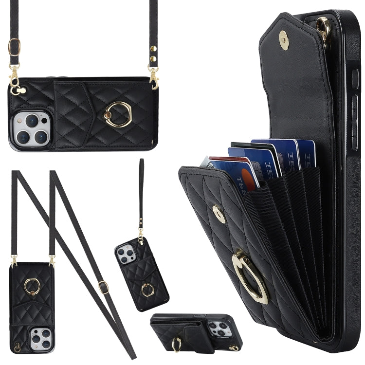Estuche para teléfono con textura romboidal con cordón largo, For iPhone 15 Pro, For iPhone 15 Plus, For iPhone 15, For iPhone 14 Plus, For iPhone 14, For iPhone 14 Pro