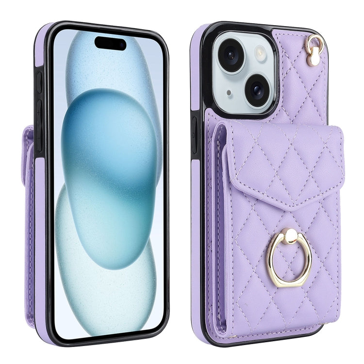 Estuche para teléfono con textura romboidal con cordón largo, For iPhone 15 Pro, For iPhone 15 Plus, For iPhone 15, For iPhone 14 Plus, For iPhone 14, For iPhone 14 Pro