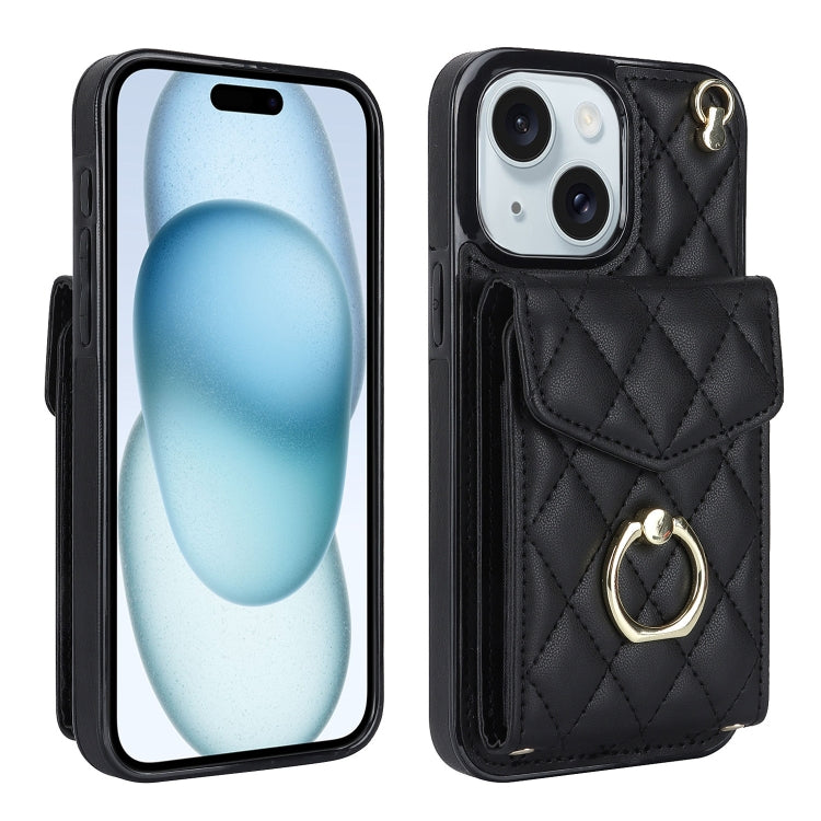 Estuche para teléfono con textura romboidal con cordón largo, For iPhone 15 Pro, For iPhone 15 Plus, For iPhone 15, For iPhone 14 Plus, For iPhone 14, For iPhone 14 Pro