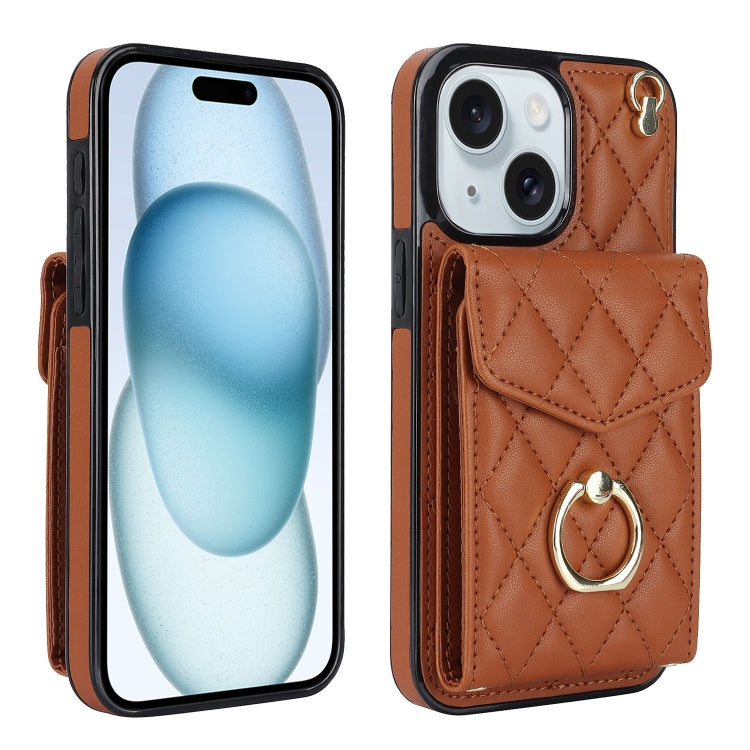 Estuche para teléfono con textura romboidal con cordón largo, For iPhone 15 Pro, For iPhone 15 Plus, For iPhone 15, For iPhone 14 Plus, For iPhone 14, For iPhone 14 Pro